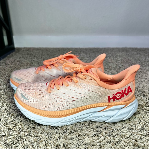Hoka One One Shoes - Hoka Clifton 8 Orange Running Shoes Sneakers 1119394 CSPY Womens Size 9B